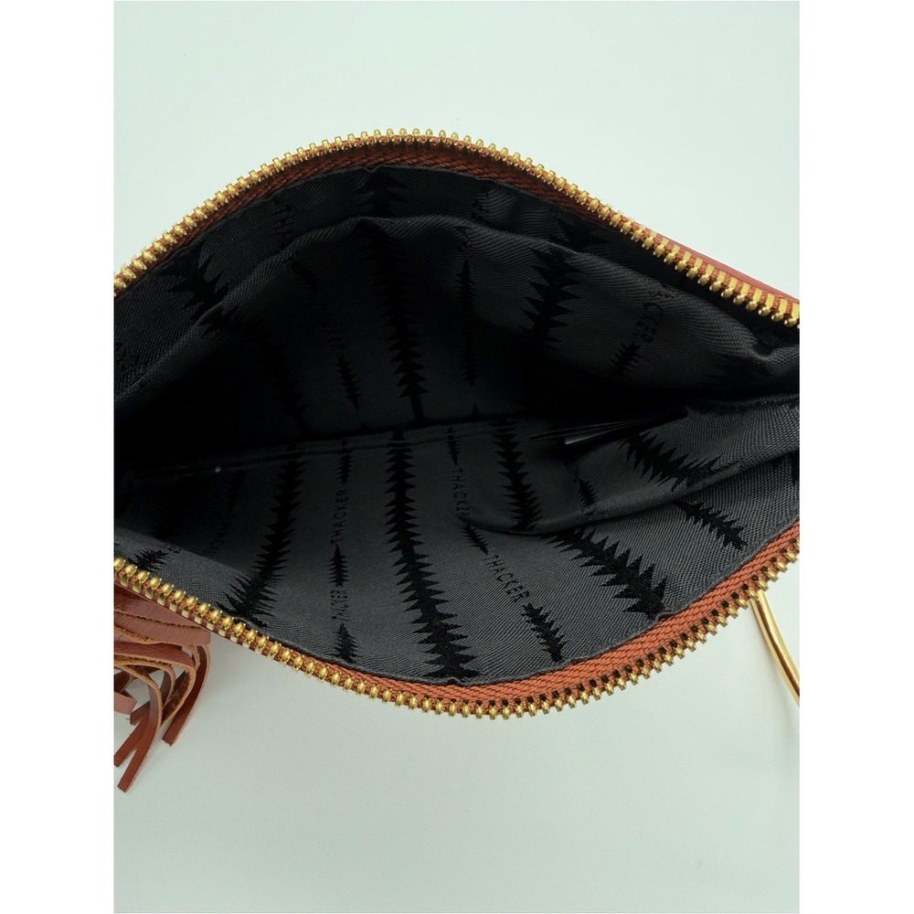 Thacker Nolita Rust Leather Suede Wristlet Clutch with Gold Ring - Picture 8 of 9
